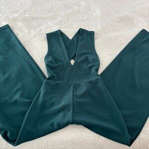 Lulus "Thinking Out Loud" Hunter Green Backless Jumpsuit